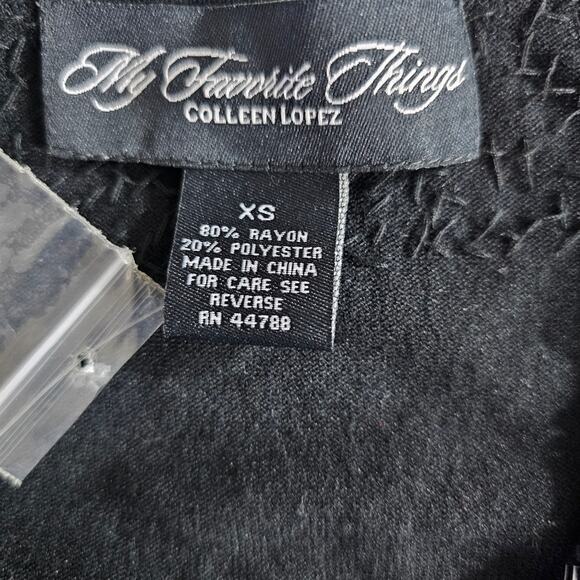 My Favorite Things Colleen Lopez Black Beaded 3/4 Sleeve V-neck Sweater XS - Picture 6 of 10
